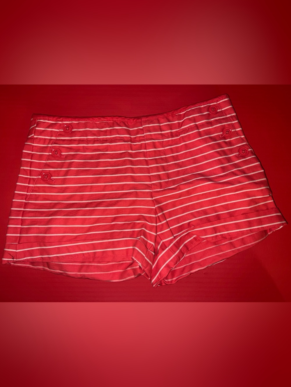 Tommy Hilfiger Red White Striped Men’s Flat Front Shorts